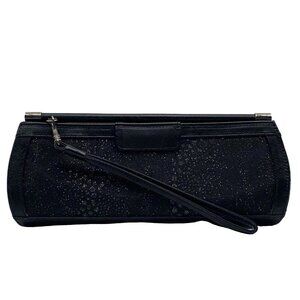 Stuart Weitzman Black Shimmer Framed Evening Clutch